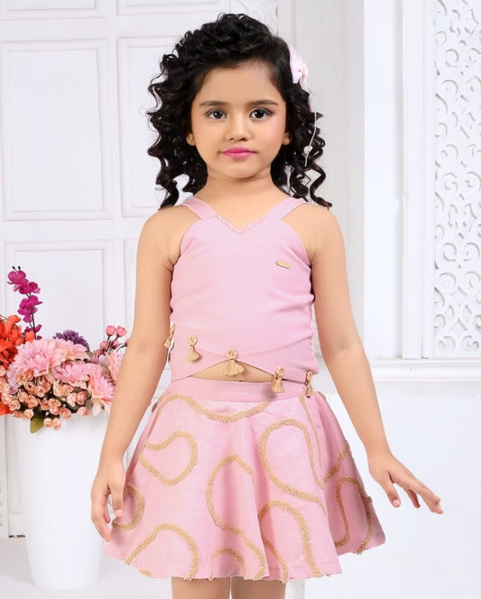Blush Pink Princess Skirt Top Set | Party Wear Kids Outfit for Girls