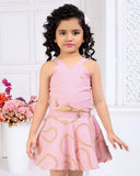 Blush Pink Princess Skirt Top Set | Party Wear Kids Outfit for Girls