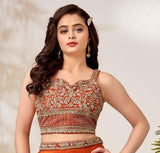 Rust Orange Hand Embroidered Crop Top & Palazzo Set