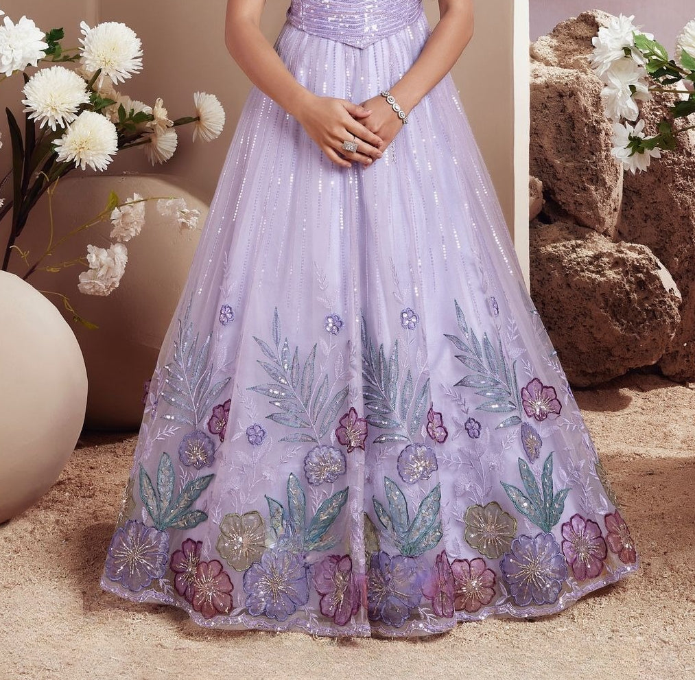 Lilac Meadow Sequin Floral Gown
