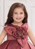 Carrot red-Rosette Radiance Party Short Frock