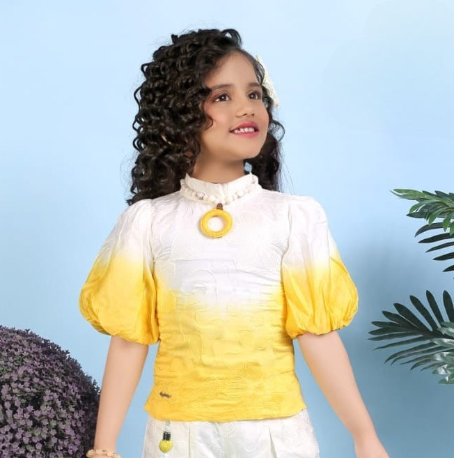 Sunshine Lemon Ombre Palazzo Set | Party Wear Kids Outfit for Girls