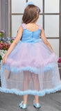 Sky Blue & Baby Pink High-Low Ruffle Princess Dress