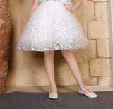 Pearl White Sequin Embellished Party Short Frock