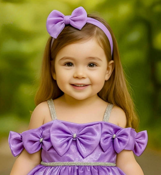Purple Satin Bow Baby Party Dress