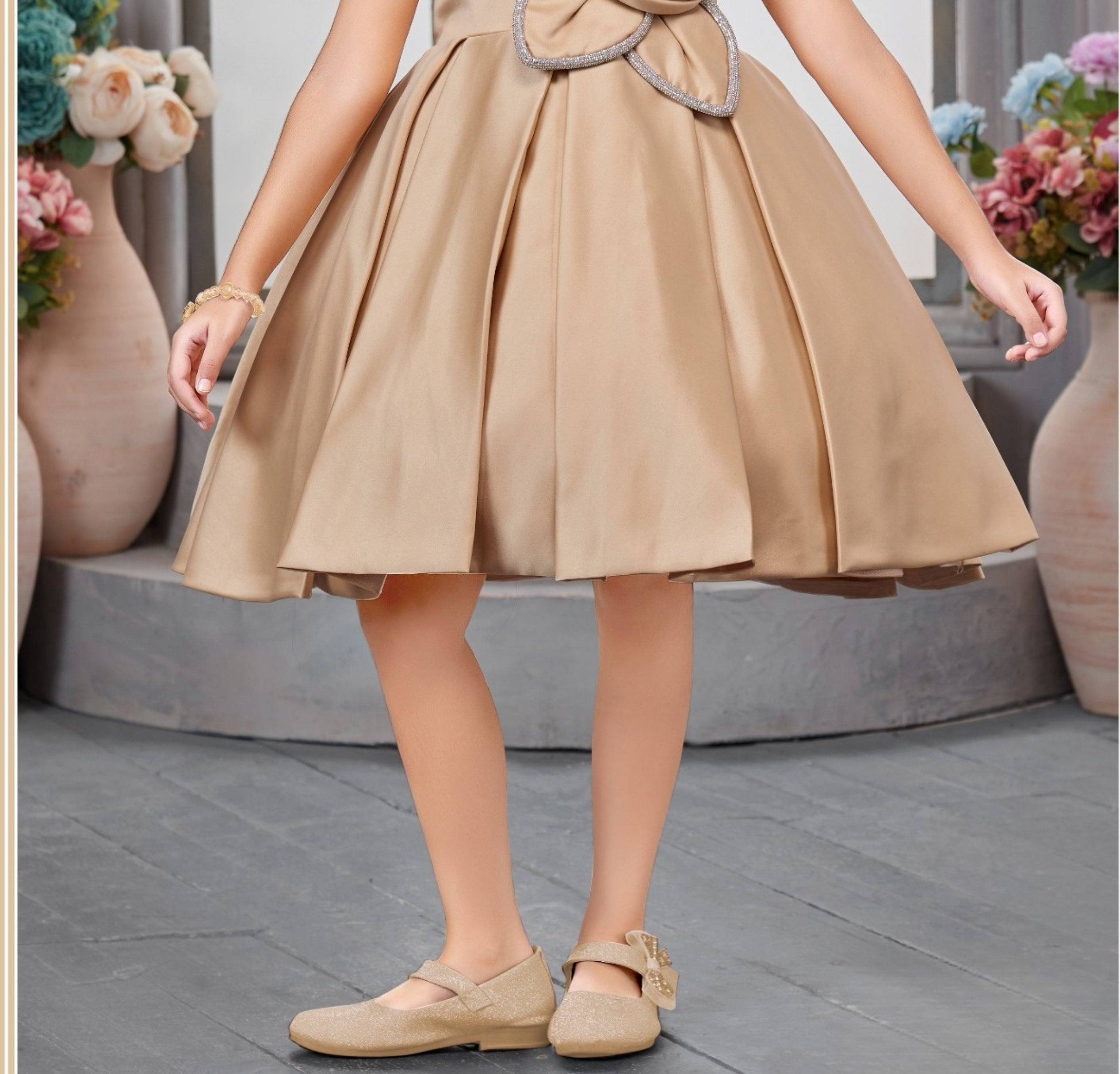 Fone Floral Applique Designer Short Frock