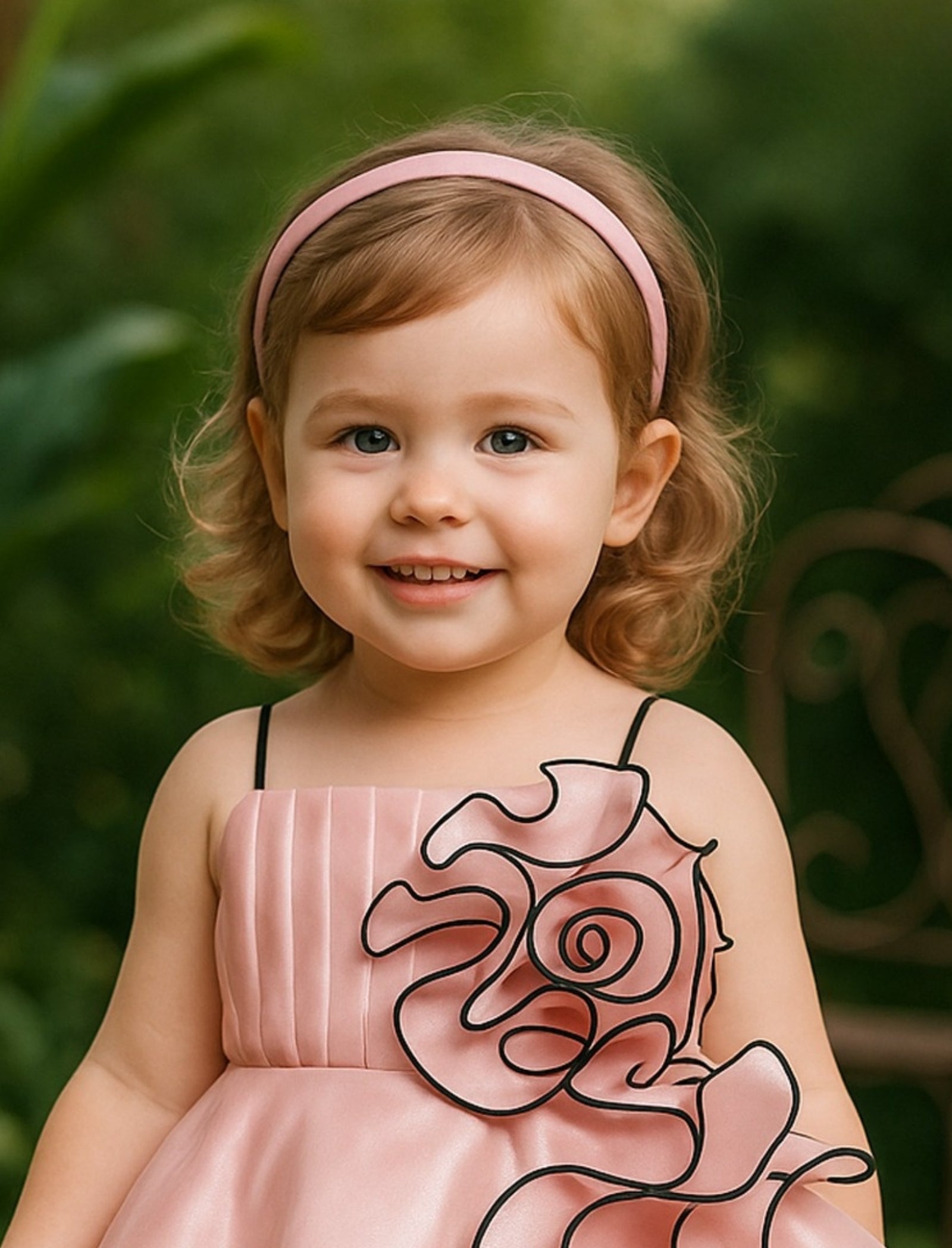 Peach Pink Swirl Designer Short Frock