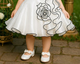 White Swirl Designer Short Frock