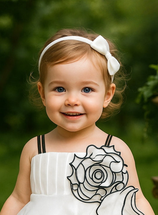 White Swirl Designer Short Frock