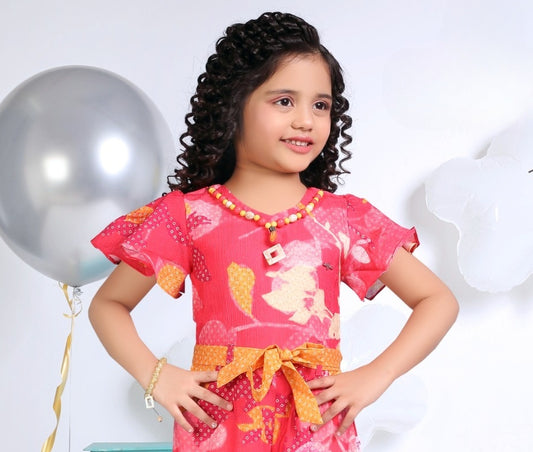 Rani Coral Blossom Printed Co-ord Set | Casual Wear Kids Outfit for Girls