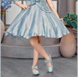 Ice Blue One-Shoulder Satin Party Short Frock
