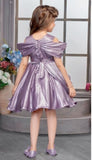 Champagne Purple Pleated Luxury Short Frock
