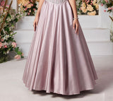 Onion Orchid Crystal Embellished Satin Gown