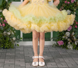 Mint Lemonade Premium Embroidered Ruffle Short Frock