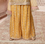 Golden Mirror Work Kurti with Palazzo & Dupatta