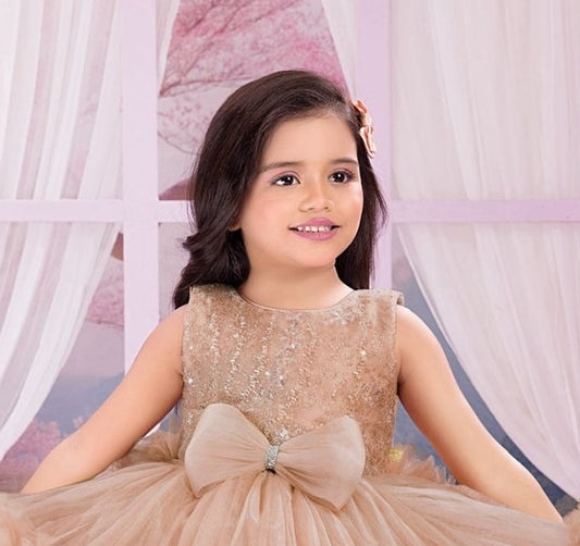 Soft Gold Premium Feathered High-Low Short Frock