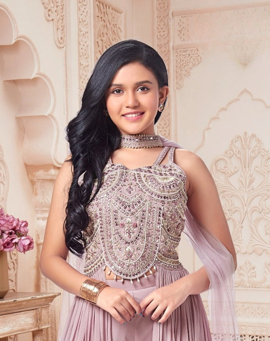 Dusty Lavender Embellished Palazzo Set