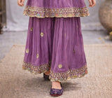 Purple Embroidered Kurti with Sharara Set | Ethnic Outfit for Girls