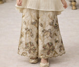 Cream Gold Embroidered Kurti with Palazzo Set | Ethnic Outfit for Girls