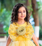 Golden Buttercup Floral Long Gown