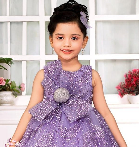 Lavender Lilac Glitter Party Gown