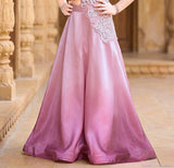 Blush Pink Embroidered Crop Top with Palazzo Pants | Ethnic Wear For Girls