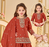 Rust Orange Royale Festive Sharara Set | Kids Ethnic Outfit for Girls