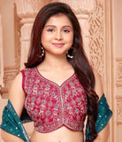 Pink & Teal-Royal Radiance Mirror Work Lehenga Set