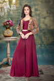 Deep Maroon - Zayra Mirror Work Palazzo Set