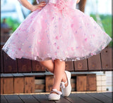 Baby Pink Floral Party Short Frock | Party Wear Kids Dress for Girls