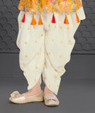 Gold Printed Peplum Kurti with Ivory Dhoti Pants