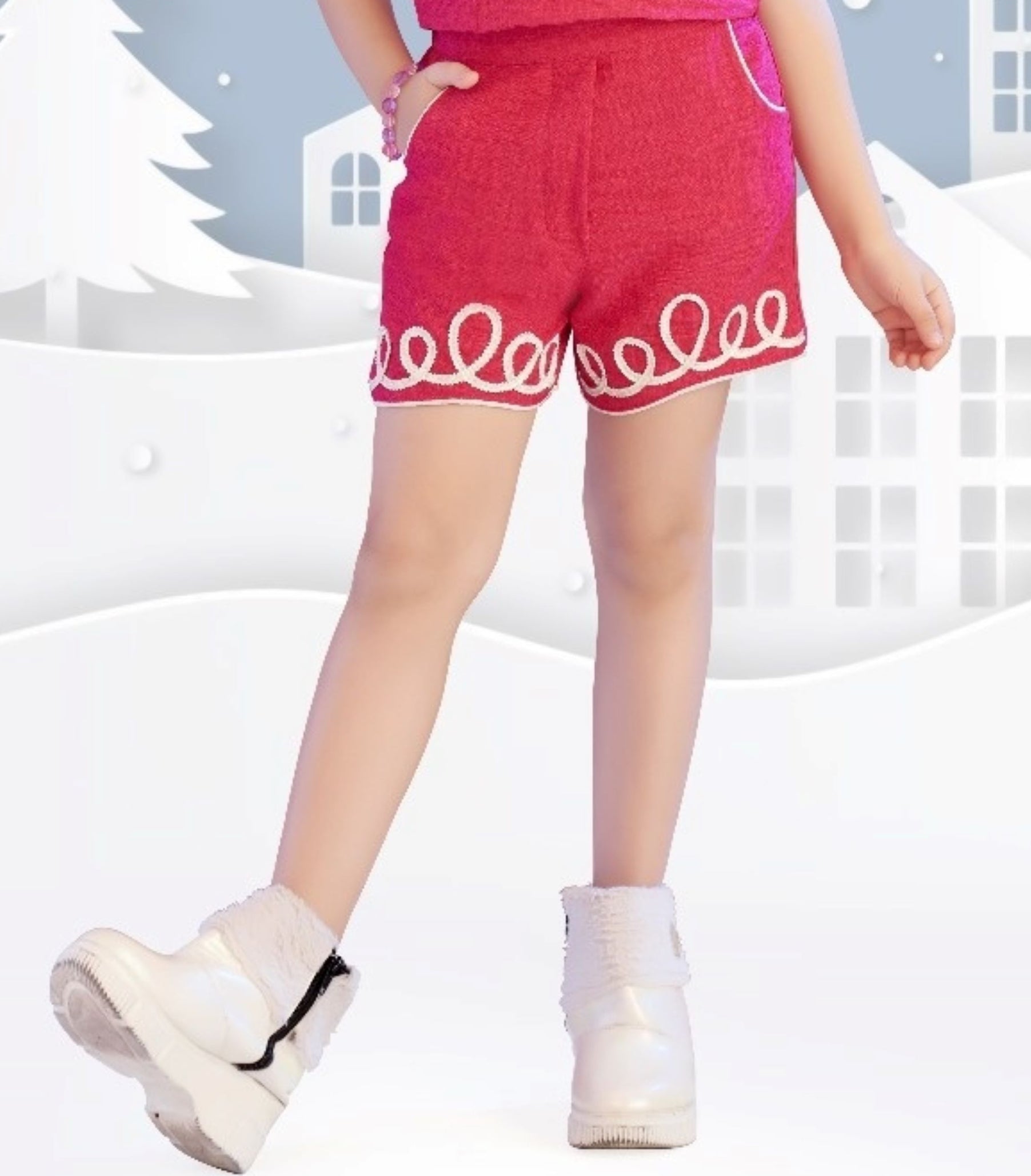 Rani Pink-White Embroidery Ribbon Co-ord Set