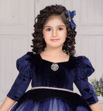 Midnight Blue -Luxe Velvet Ombre Short Frock