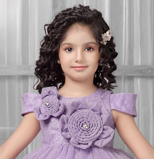 Lavender Bloom - Glitter Rosette Princess Short Frock