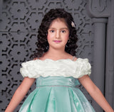 Crystal Blue Mint Designer Party Short Frock