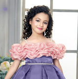 Periwinkle Blush Off-Shoulder Party Short Frock