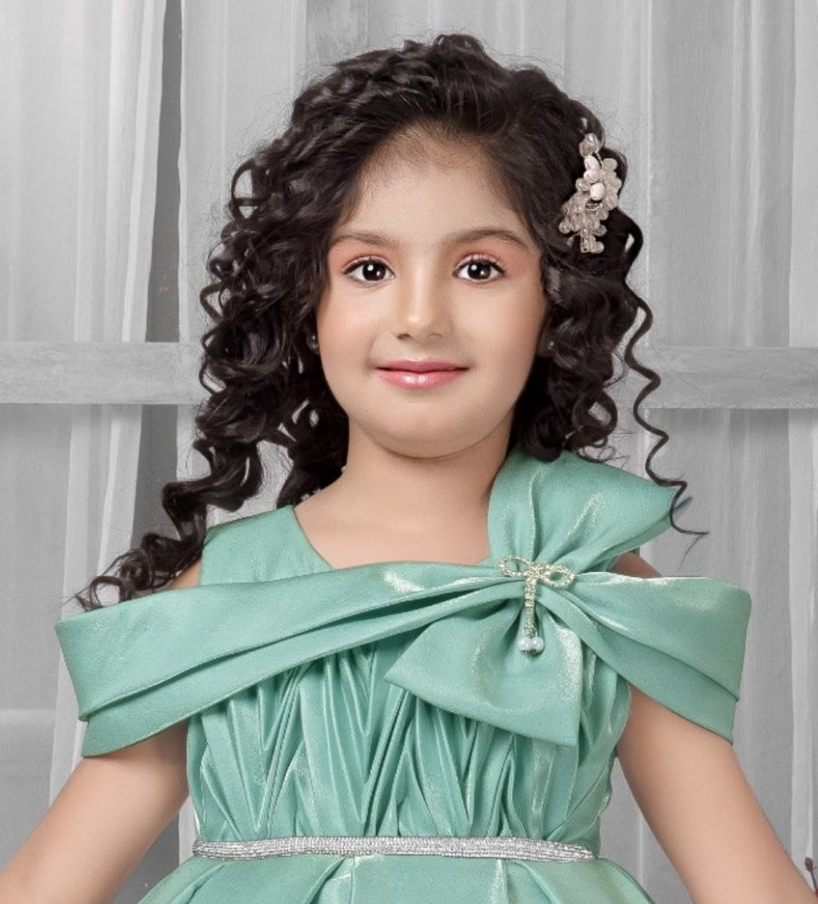 Mint Green -Off Shoulder Party Short Frock