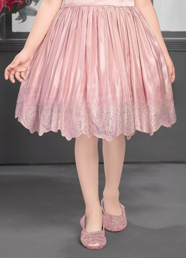Rose Pink-Arya Royal Cape Short Frock