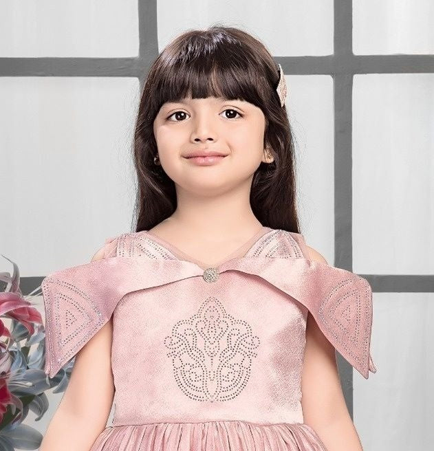 Rose Pink-Arya Royal Cape Short Frock