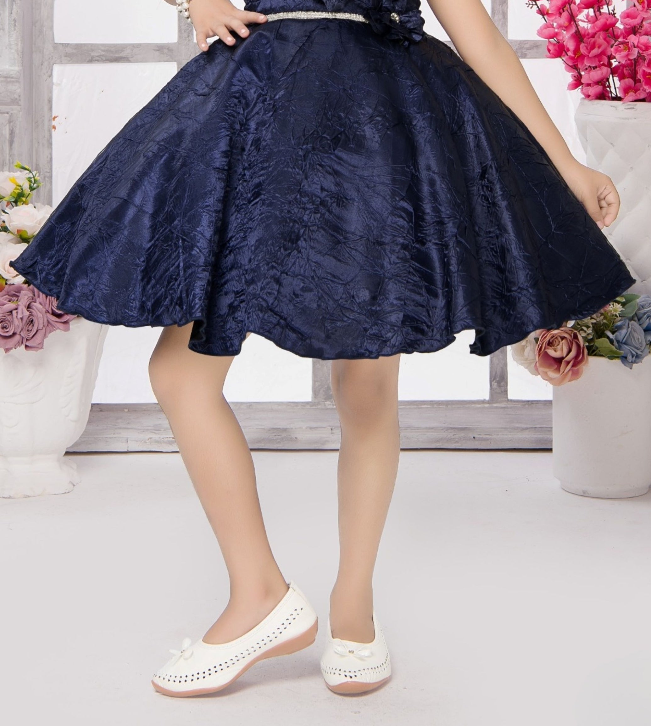 Midnight Blue -Royal Petals Party Short Frock