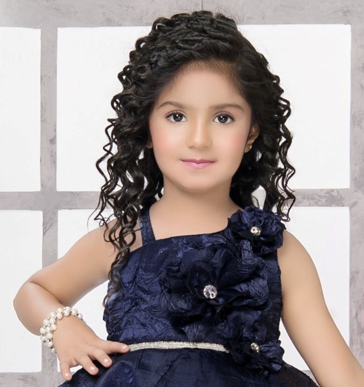 Midnight Blue -Royal Petals Party Short Frock