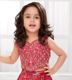 Rani Pink & Maroon with Golden Embroidery Work Lehenga Set