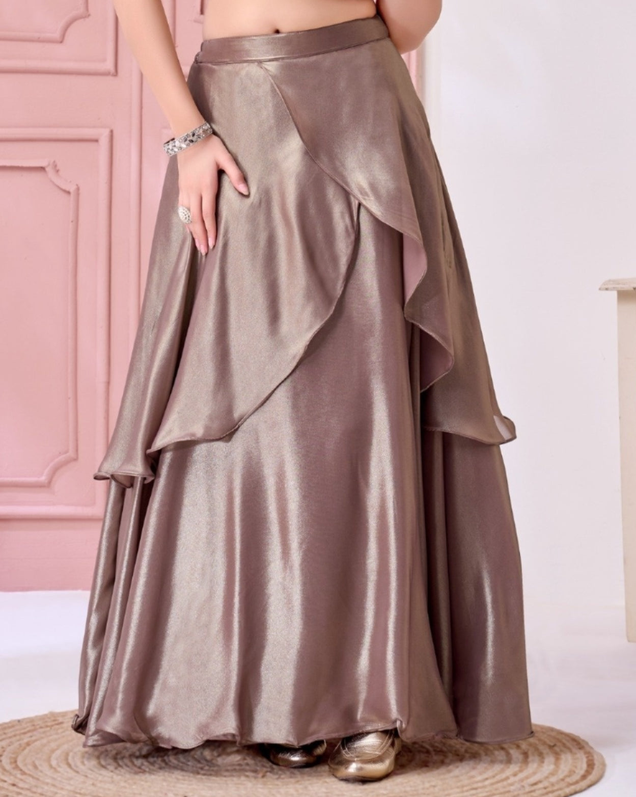 Metallic Biscuit Designer Lehenga Set | Ethnic Wear for Girls