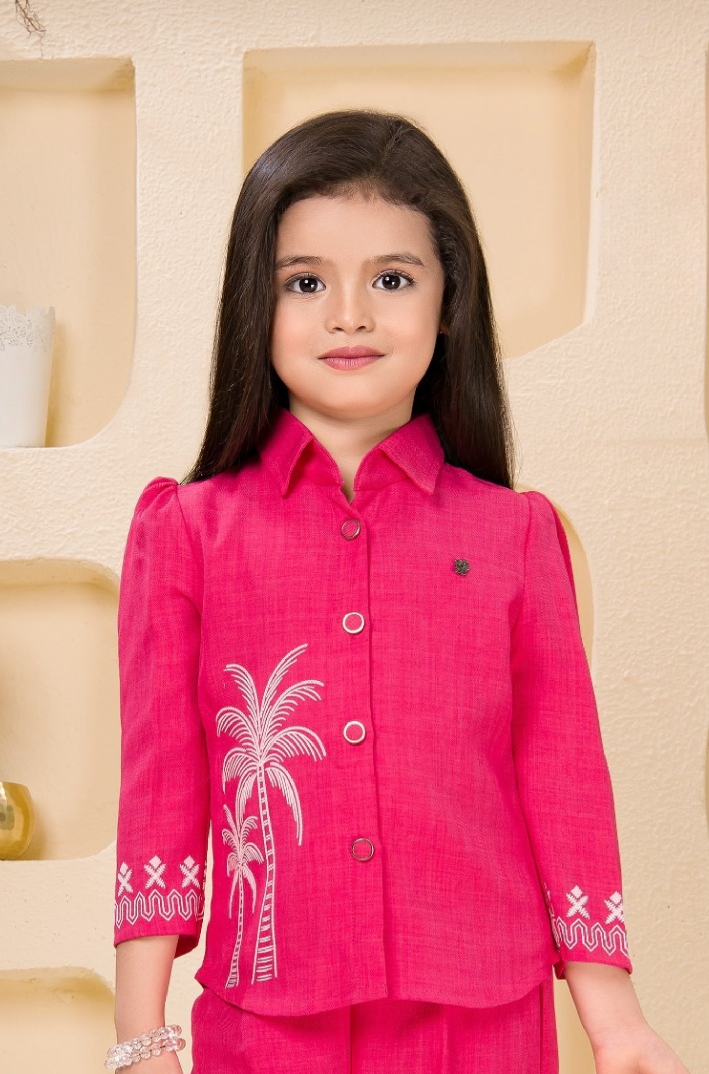 Rani Pink Palm Embroidered Co-ord Set