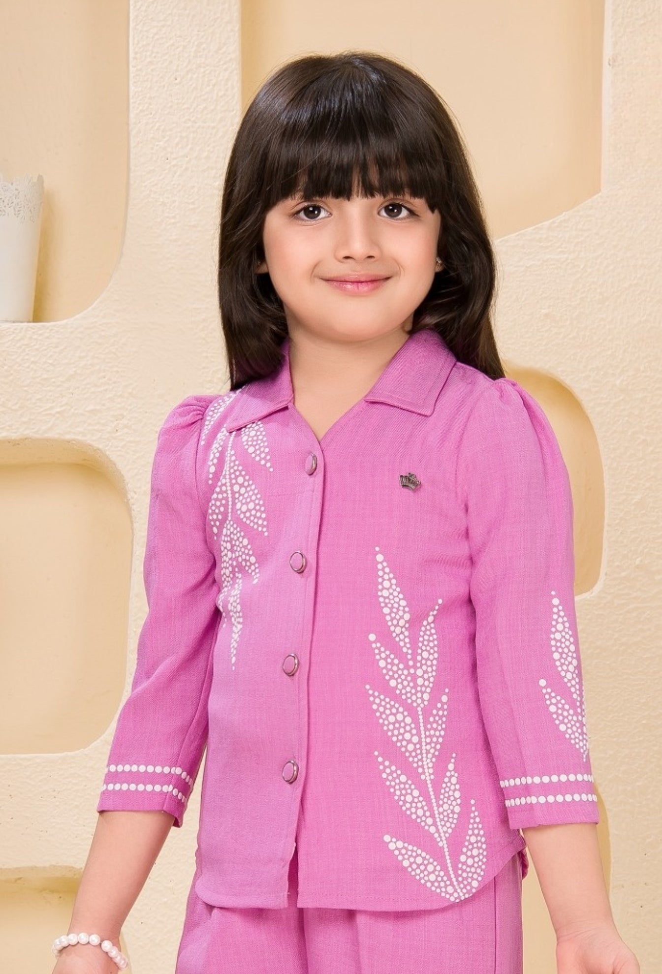 Purple Classic Leaf Embroidered Co-Ord Set