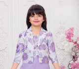 Royal Purple Floral Jacket Palazzo Set |  Party Wear Kids Outfit for Girls