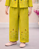 Lime Green Jacket Co-Ord Set with Crop Top & Palazzo | Western Wear Kids Outfit for Girls