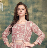 Rose Pink -Gulbahar Embroidered Layered Lehenga  Set