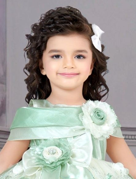 Pistachio Green - Mint Petal 3D Floral Short Frock