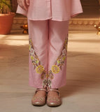 Blush Pink Floral Embroidered Kurti Pant Set
